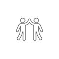 High five hand gesture silhouette line icon. Friendship. Friends. Isolated vector illustration