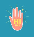 High five hand. Young man gesture hands, informal greeting. Friendship or great work team, professional success or peace