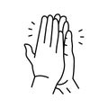 high five hands line icon vector illustration