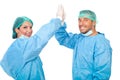 High five happy surgeons team