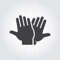 High five icon. Black flat pictograph of clapping hands - greeting, welcoming, celebrating symbol of successful people