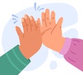 High five salute concept. Friends hands union, friendship or work colleagues hello. Palms clap each other, team or buddy