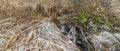 High flow of creek Bystricka near Bystrice pod Hostynem town in east Moravia