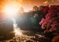 High Force Waterfall views from the south bank of the River Tees Royalty Free Stock Photo