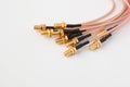 High-frequency ipx to sma female cable connector with gold plated pins Royalty Free Stock Photo