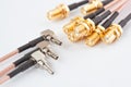 High-frequency ipx to sma female cable connector with gold plated pins Royalty Free Stock Photo