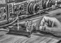 High frequency radio amateur transceiver in black and white Royalty Free Stock Photo