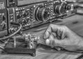 High frequency radio amateur transceiver in black and white Royalty Free Stock Photo
