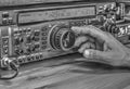 High frequency radio amateur transceiver in black and white Royalty Free Stock Photo