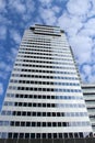 High glass skyscraper in Warsaw. Modern architecture of city buildings