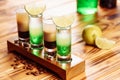 High Glasses with Cocktail B55 Green Mexican Set Royalty Free Stock Photo