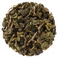 High grade organic dry Taiwanese tea. Meishan Jin Xuan Golden Toad Taiwan Oolong Tea round shaped isolated