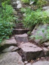 Steep stone steps up Poke O Moonshine Trail Royalty Free Stock Photo