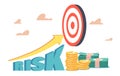 High Growing Risk Concept. Business Mission Achievement and Corporate Competition. Grow Arrow, Target, Aim, Coins