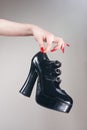 High-heel leather shoe