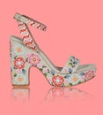 High Heel printed vintage ladies shoes