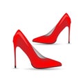 High heel red shoe icon on white background