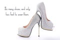 High Heel Rhinestone Shoes with Funny Saying Text. Royalty Free Stock Photo