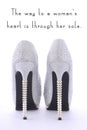 High Heel Rhinestone Shoes with Funny Saying Text. Royalty Free Stock Photo