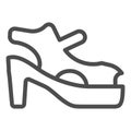 High heel sandals line icon. Shoes on heels vector illustration isolated on white. Summer footwear outline style design Royalty Free Stock Photo