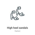 High heel sandals outline vector icon. Thin line black high heel sandals icon, flat vector simple element illustration from Royalty Free Stock Photo