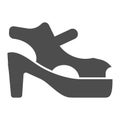 High heel sandals solid icon. Shoes on heels vector illustration isolated on white. Summer footwear glyph style design Royalty Free Stock Photo