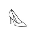 High heel shoe hand drawn outline doodle icon. Royalty Free Stock Photo