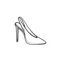 High heel shoe hand drawn outline doodle icon. Royalty Free Stock Photo