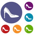 High heel shoe icons set Royalty Free Stock Photo