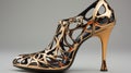 A high heel shoe with an intricate design. Generative AI image.