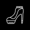 High heel shoe line icon. Elegant woman shoe vector illustration isolated on black. Footwear outline style design