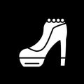 High heel shoe solid icon. Elegant woman shoe vector illustration isolated on black. Footwear glyph style design