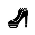 High heel shoe solid icon. Elegant woman shoe vector illustration isolated on white. Footwear glyph style design