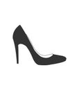 High heel shoes icon. Elegant black silhouette. Information sign. Women shoe symbol. Fashion label. Female of shoe in square Royalty Free Stock Photo