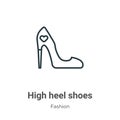 High heel shoes outline vector icon. Thin line black high heel shoes icon, flat vector simple element illustration from editable Royalty Free Stock Photo