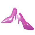 High-heel shoes pair concept 3D render pink on white background