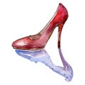 High heel shoes sketch glamour illustration in a watercolor style isolated element. Watercolour background set.