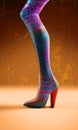 High heel woman boot, multicolored decorations, 3d rendering Royalty Free Stock Photo