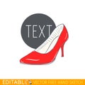 High heel woman shoe. Red stiletto. Editable vector icon in linear style