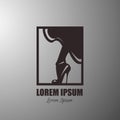 High heel women shoes icon logo in square shape. Royalty Free Stock Photo