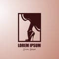 High heel women shoes icon logo in square shape.