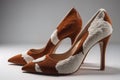 High heel women shoes on a solid colour background. ai generative