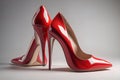 High heel women shoes on a solid colour background. ai generative