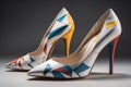 High heel women shoes on a solid colour background. ai generative