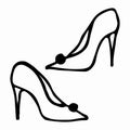 High-heeled shoe in continuous line art drawing style. Elegant women stiletto heels minimalist black linear sketch Royalty Free Stock Photo