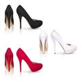 High-heeled Shoes in Black, White and Red