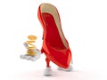 High heels character with stack of coins Royalty Free Stock Photo