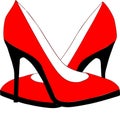 High heels icon isolated on white background. Vector art. Bright red shoes, vector illustration Royalty Free Stock Photo