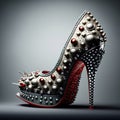 High heels louboutin sandals, stilettos with peep toe. Generative AI Royalty Free Stock Photo