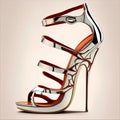 High heels louboutin sandals, stilettos with peep toe. Generative AI Royalty Free Stock Photo